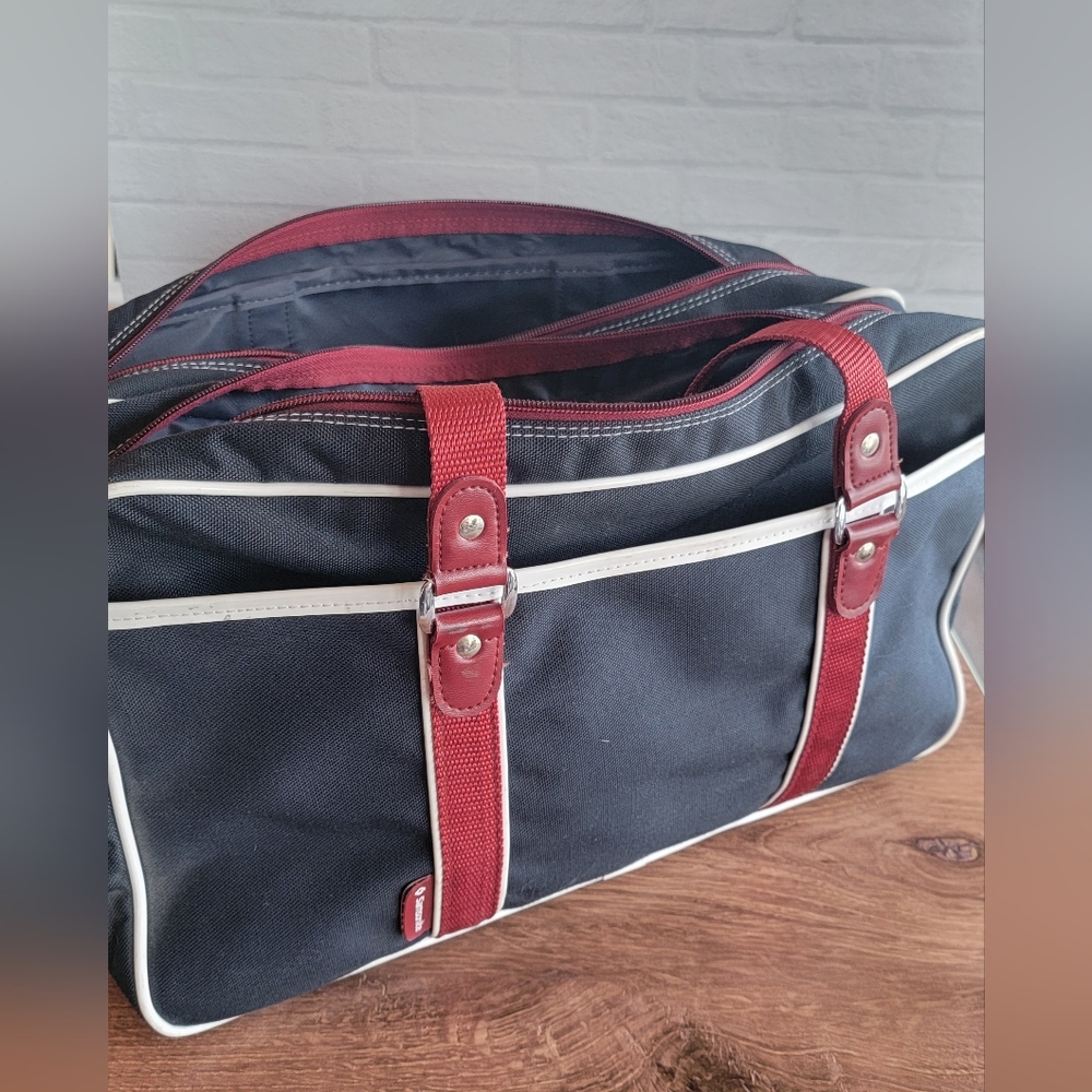 Vintage Samsonite Carry On Bag Navy Maroon and White
